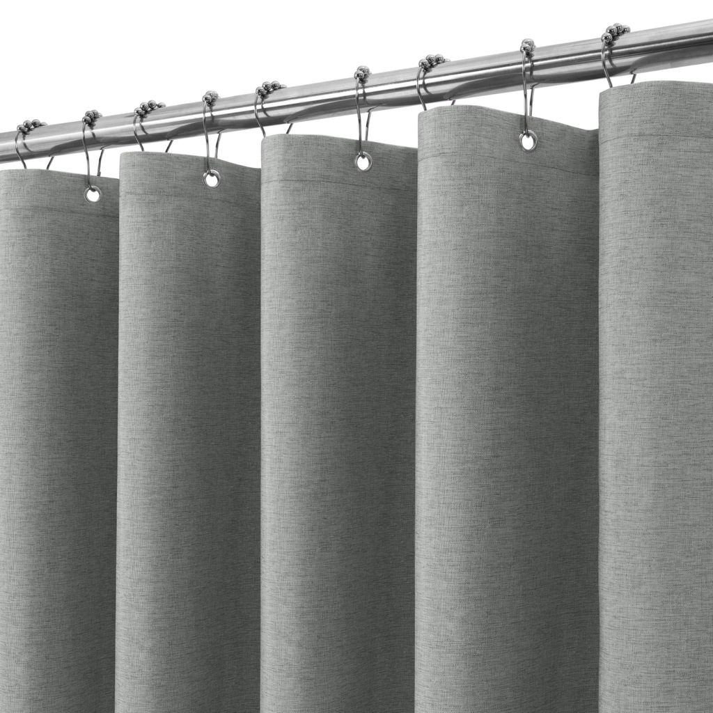 Duschvorhang aus Leinen mit Metallösen, Textil-Badevorhang, schimmelresistenter Badezimmervorhang, wasserdichter Duschvorhang, besonders robuster ...