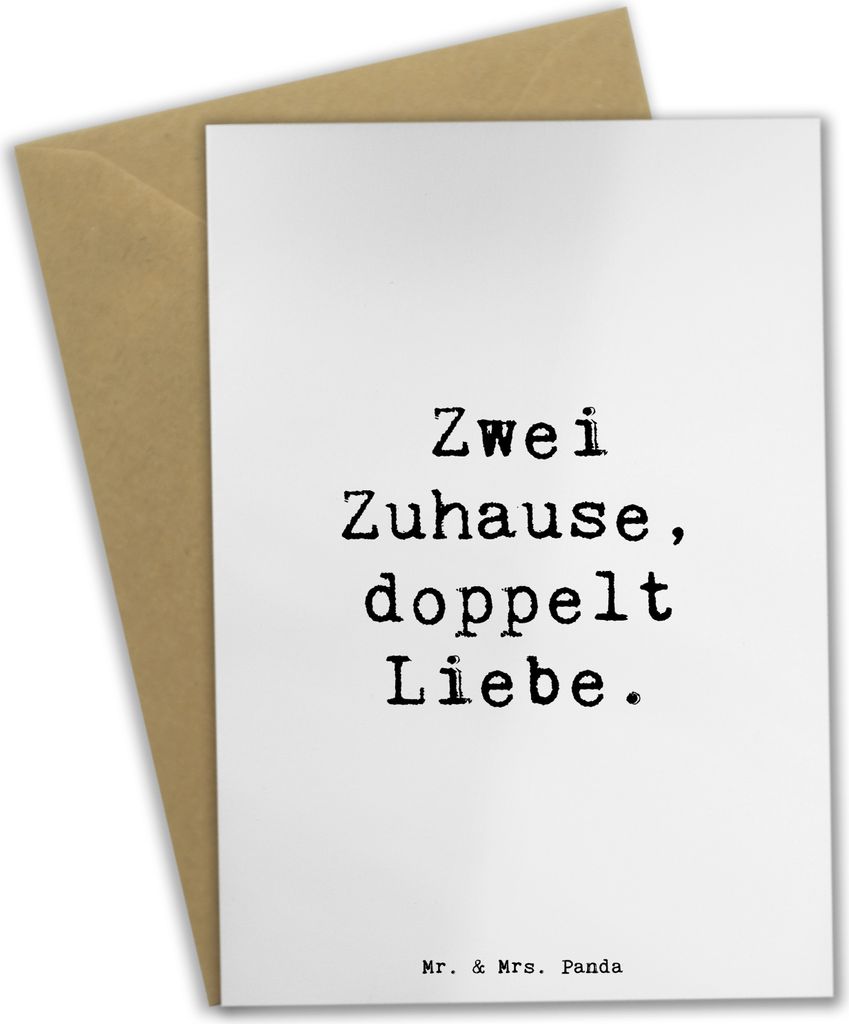 Mr. & Mrs. Panda Glückwunschkarte Spruch Trennung von den Eltern - Weiß - Geschenk, Trostspender, Herausforderungen, Zwei Zuhause, Grußkarten, e...