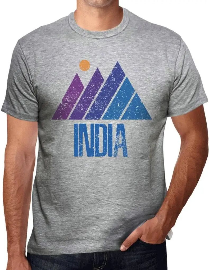 Herren Grafik T-Shirt Berg-Indien – Mountain India – Öko-Verantwortlich Vintage Jahrgang Kurzarm Lustige Druck Geburtstag Geschenk Mann