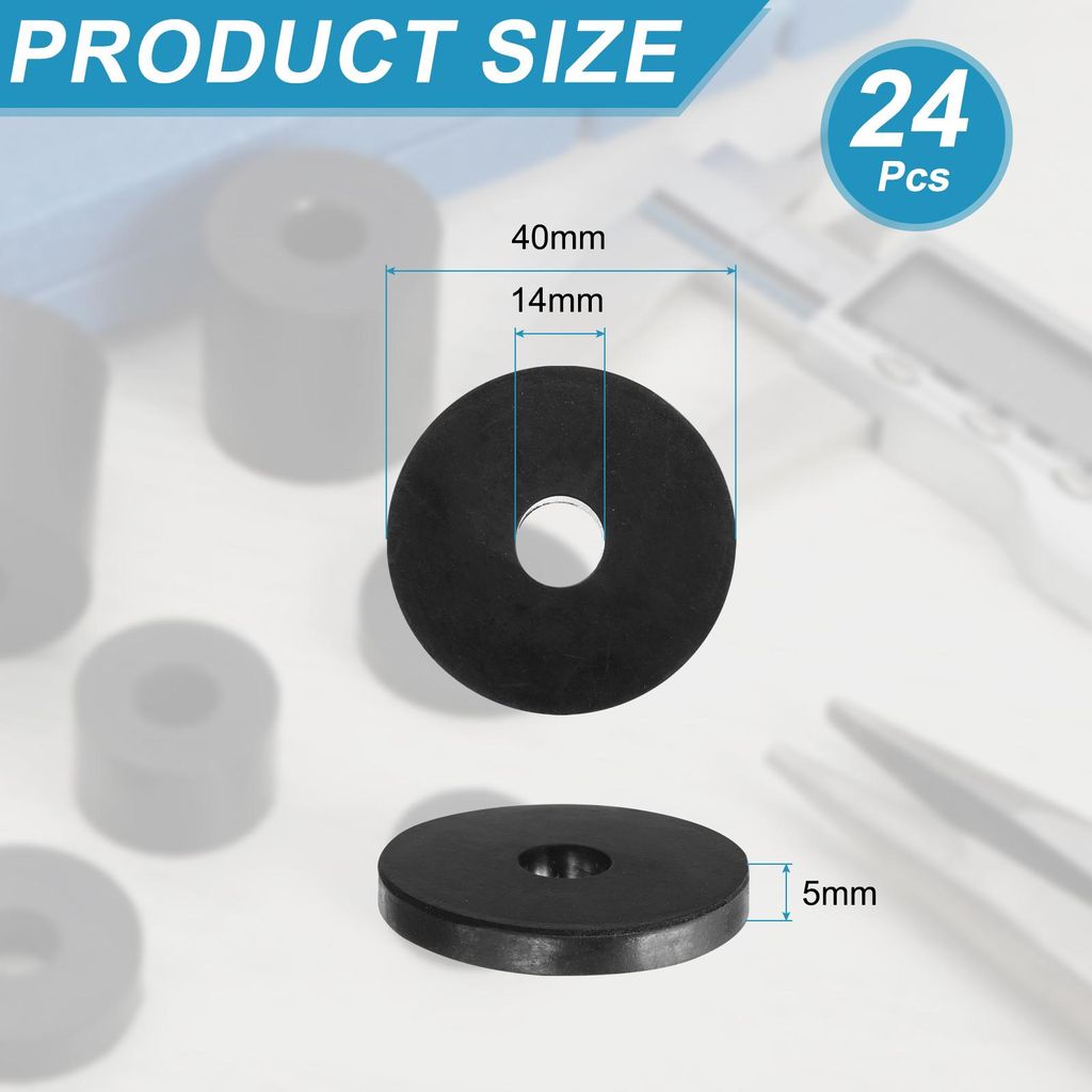 24 Stš¹ck Gummi Unterlegscheiben Gummi Abstandshalter Gummispacer Schwarz Distanzhš¹lsen 40mm Au?endurchmesser x 12mm Innendurchmesser x 5mm H?...