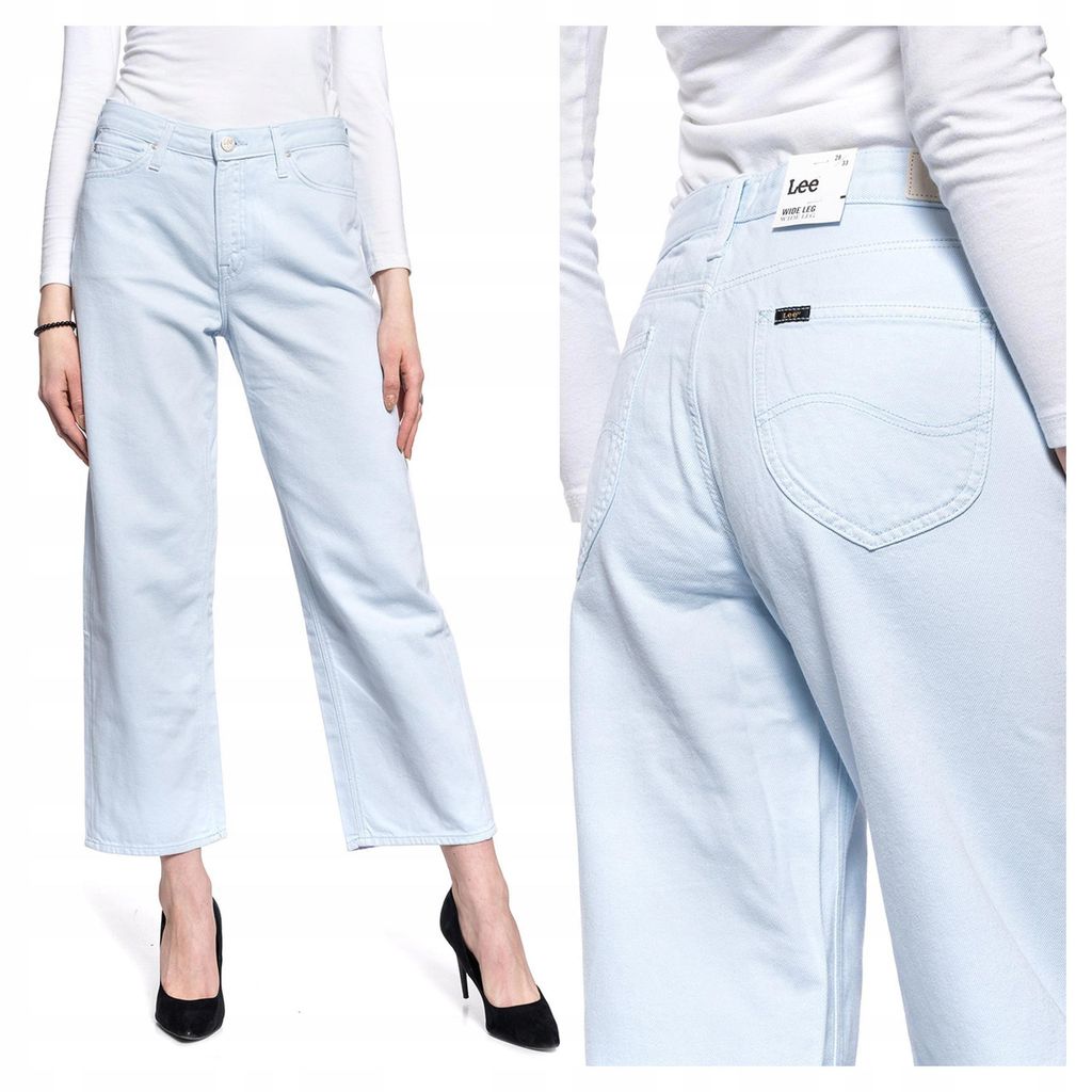Lee | Damenjeans Wide Leg hellblau Denim Loose Fit High Waist moderne Jeans W28 L33