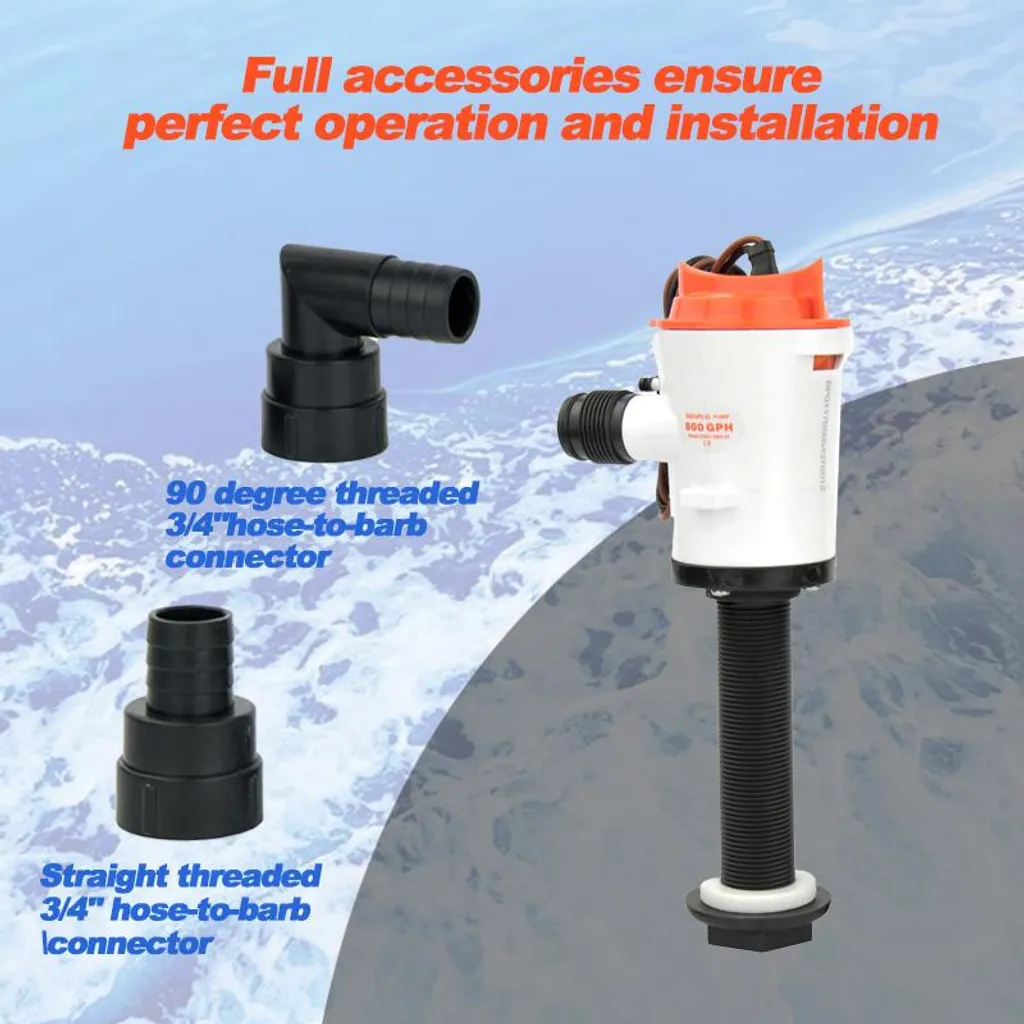 Pompe aération Livewell 800 GPH anticorrosion moteur refroidi à l'eau