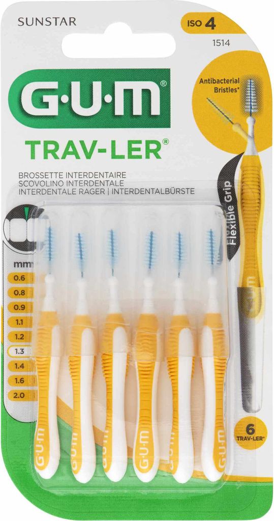 Gum Trav-Ler 1,3mm Tanne gelb Interdental+6kappen 6 St Produktbild 