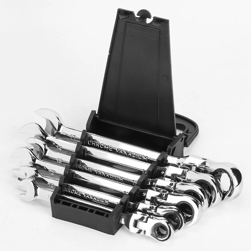 Jeu de 6 Clés à Cliquet Articulées 8-17mm en Acier Chrome Vanadium