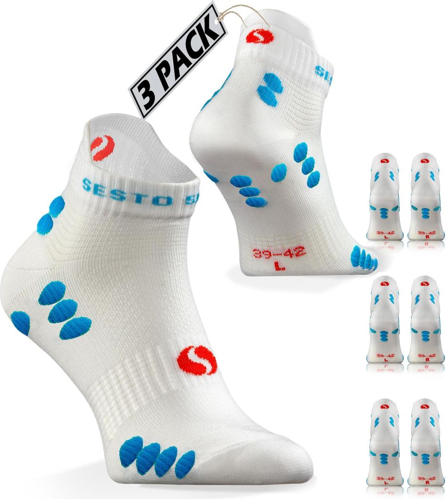 Sesto Senso Quarter Sportsocken – elastisch und atmungsaktiv, ideal für Laufen, Radfahren und Wandern, Unisex Herren Damen, Weiß, Größe 35-38...