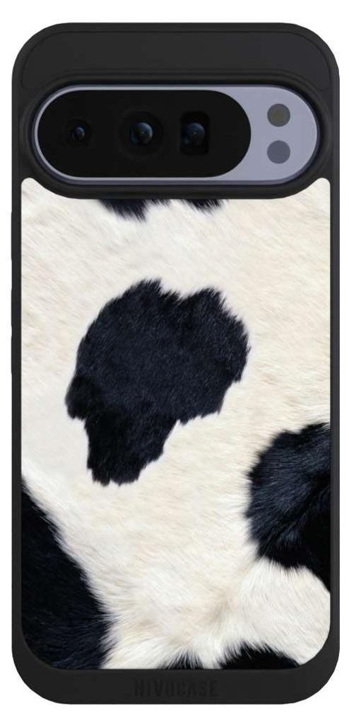 NIVOCASE Handyhülle für Google Pixel 10 Pro XL Hülle NIVOpure Case Schwarz Animal-Look Animalprint Kuhfell