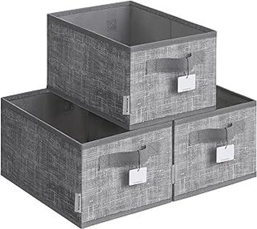 Set 3 Scatole Pieghevoli SONGMICS Salvaspazio Grigio per Piccoli Spazi