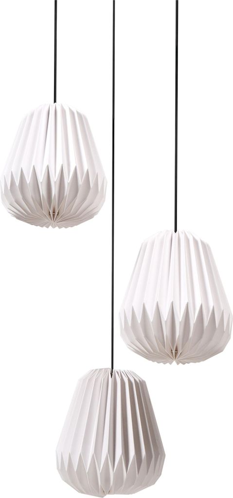 BELIANI Pendelleuchte Weiß aus Papier 3-flammig Modernes Design Wohnzimmer Esszimmer Schlafzimmer Hängelampe Hängeleuchte