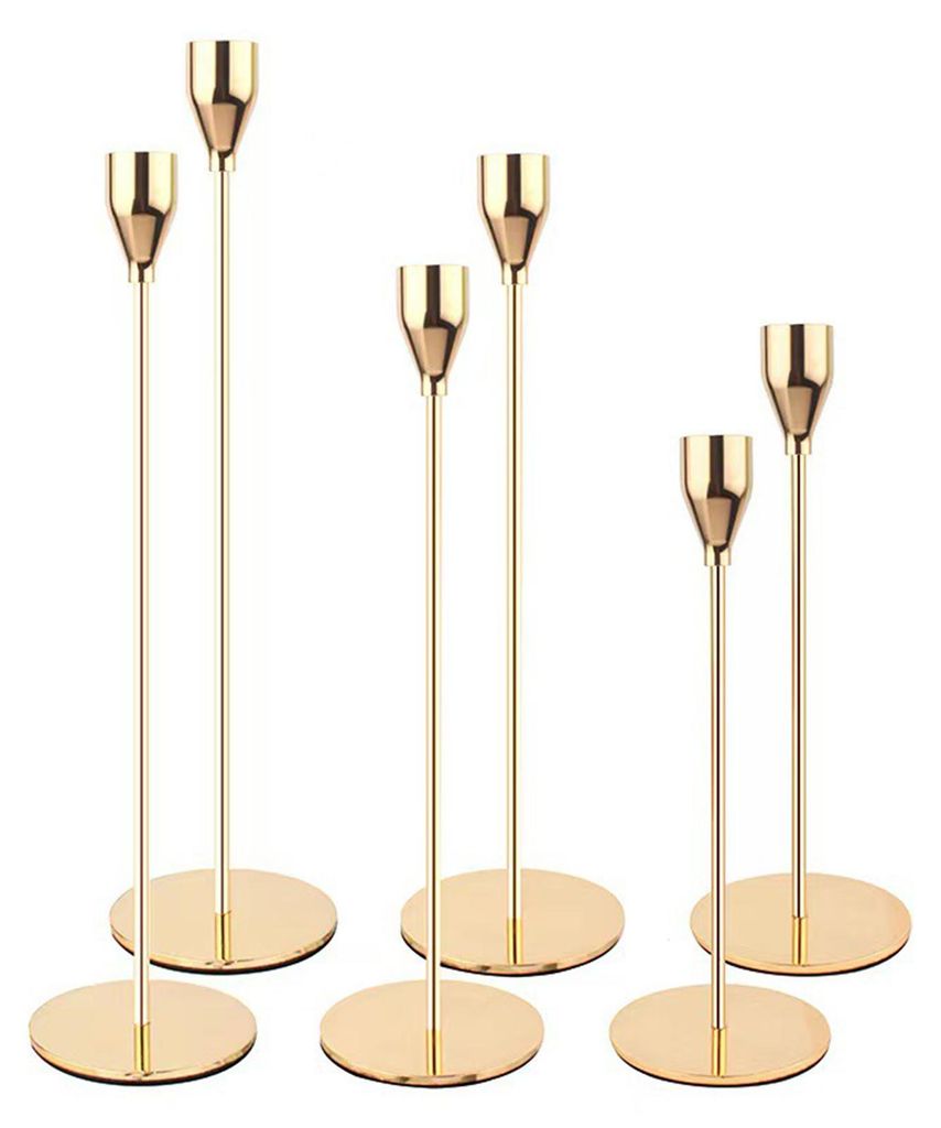 3- bis 6-teiliges Set Vintage-Kerzenständer aus Metall, hoch, für Säulen- und Spitzkerzen, geeignet für Wohnzimmer, Weihnachten, Hochzeiten, Pa...
