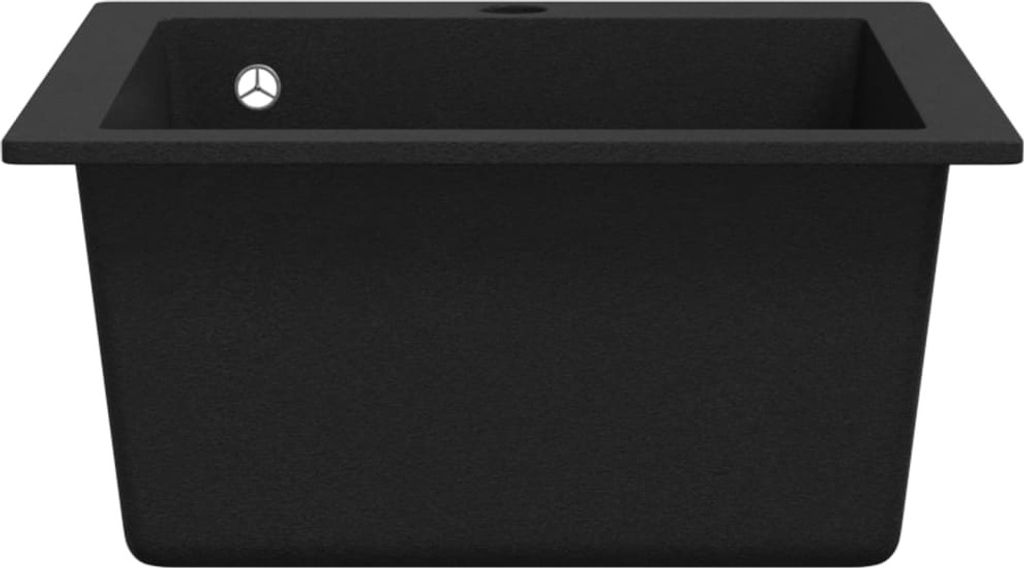 vidaXL Granitový drez Single Bowl Black Obrázok produktu 5