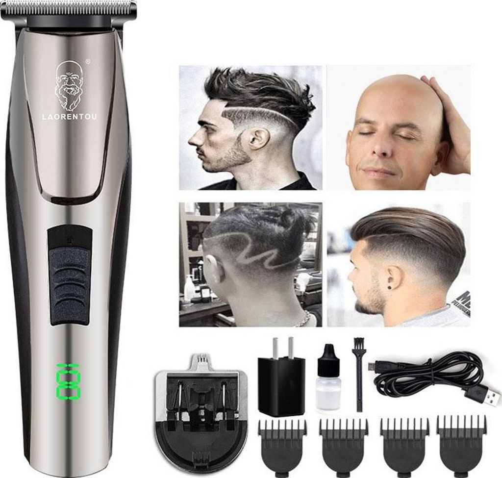 INF Professionelle Herren Haarschneidemaschine mit Keramikklinge & Digitalanzeige Rotguss