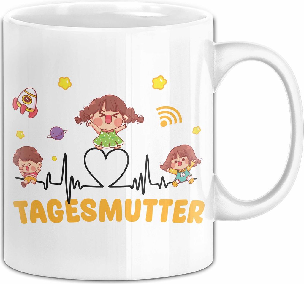Tagesmutter Geschenk Tasse Beste Tagesmutter Abschied Kaffee-Becher (Weiß)