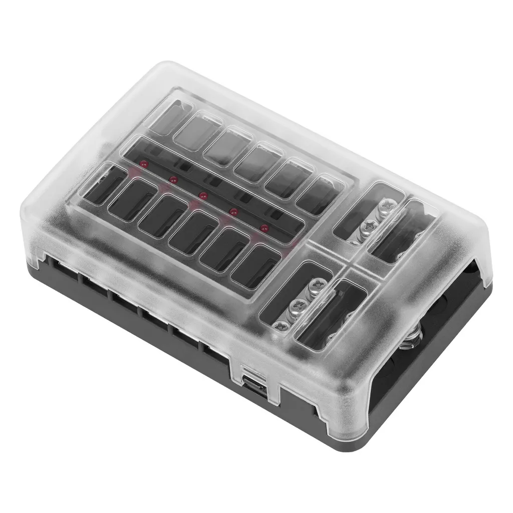 Portafusibili FB-12 LED per Camper e Roulotte - 12 Vie con Massa