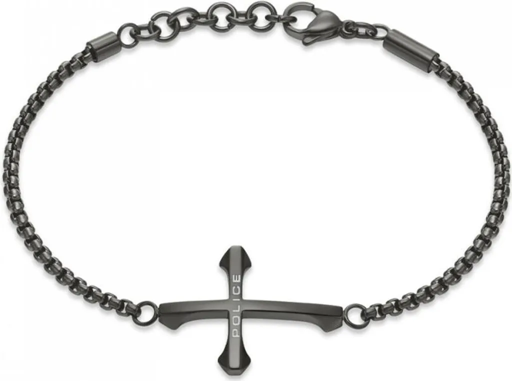 Bracelet croix ajourée pour homme en acier noir mat modèle PEAGB0032605
