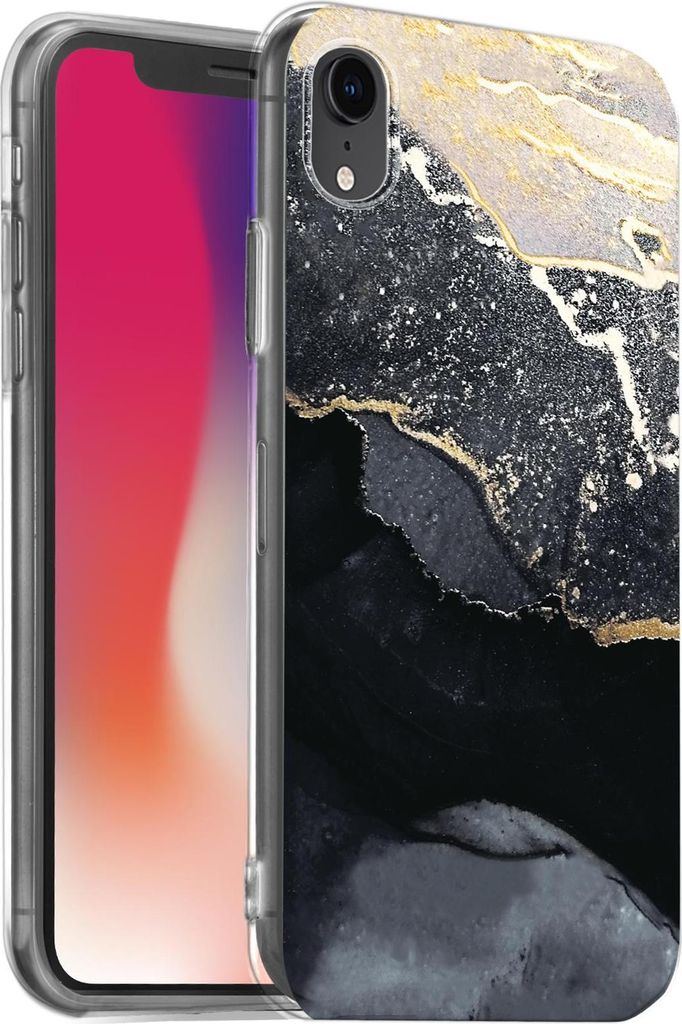 Hülle für Apple iPhone XR Schutzhülle Marmor Motiv Handy Case Silikon Slim Cover
