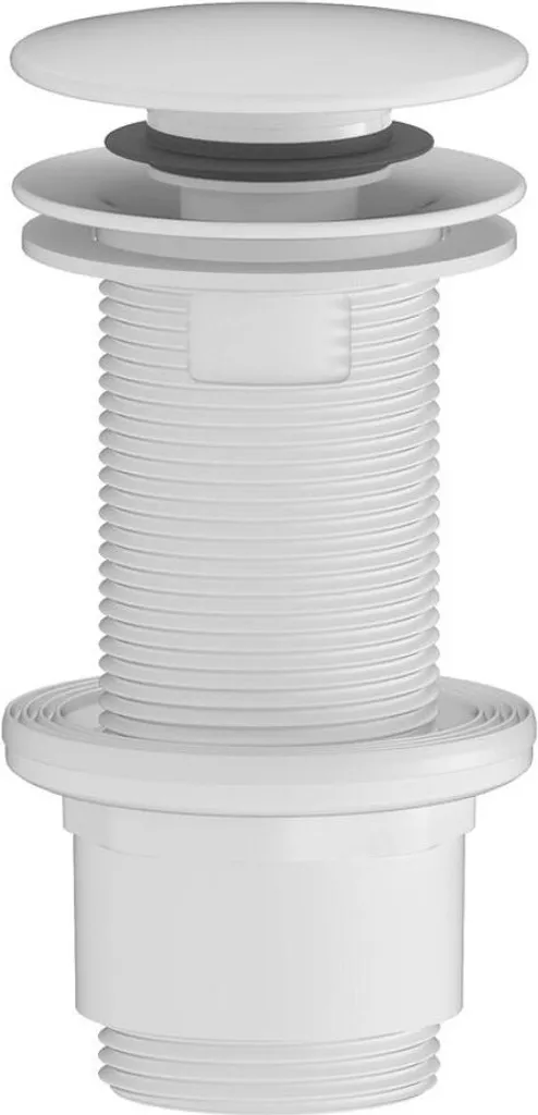 Set di scarico per lavabo 5/4", click-clack, tappo grande, 10-80 mm, ABS/bianco opaco