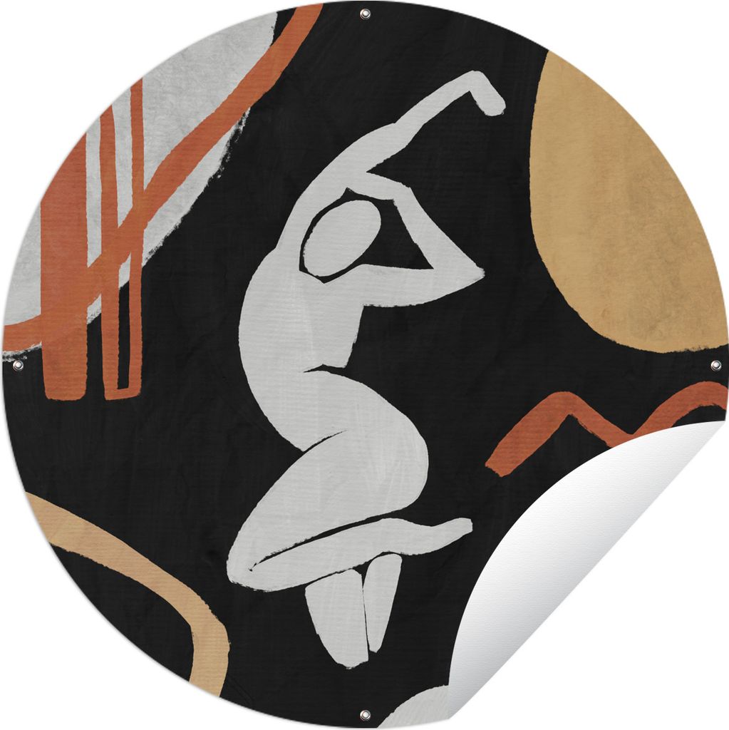 MuchoWow Gartenposter Outdoor-Poster Rund Frau - Figur - Abstrakt Ø 150 cm Gartendeko Rundes Poster draußen