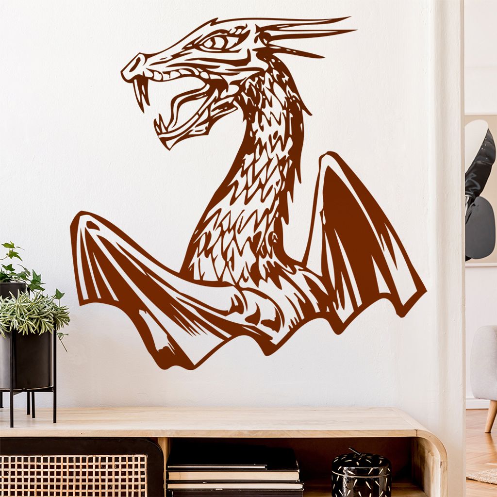 Drachen Flügel Wandtattoo in 6 Größen - Wandaufkleber Wall Sticker - Dekoration, Küche, Wohnzimmer, Schlafzimmer, Badezimmer