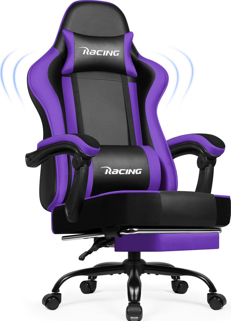 Marodic Gaming Stuhl mit Fußstütze Bürostuhl 150kg Ergonomischer Gaming Sessel mit verstellbare Kopfstütze, Lendenkissen Gaming Chair, Lila