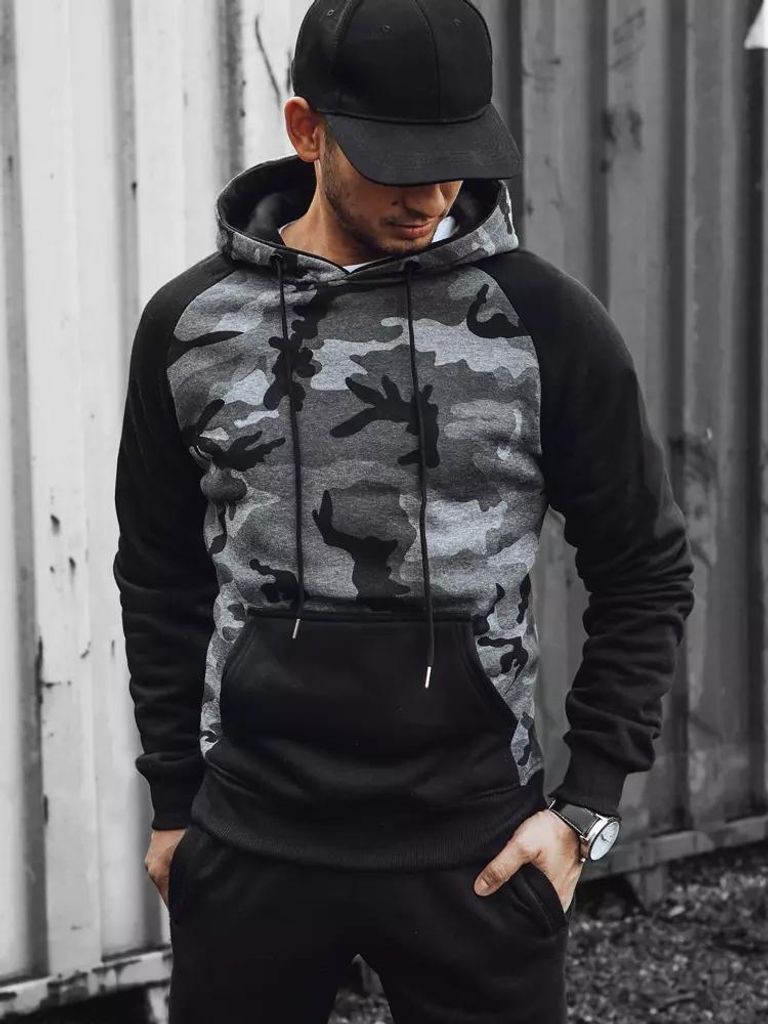 Dstreet Herren-Kapuzenpullover mit Kapuze Omuzi dunkelgrau XL