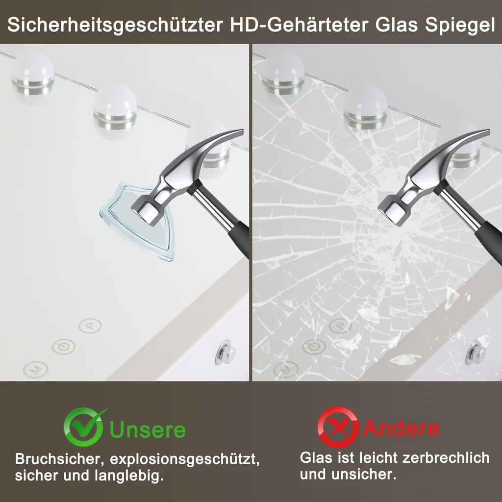 Miroir de table éclairage LED intensité variable tactile blanc ZMH - 8