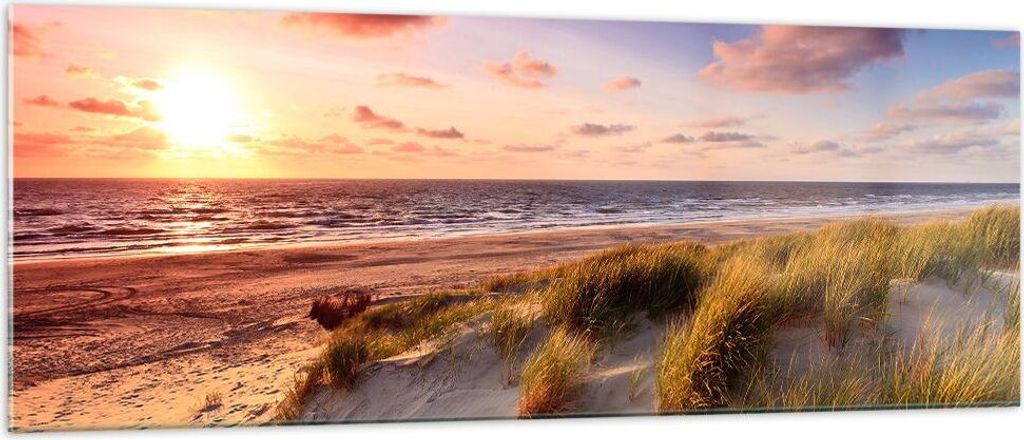 Bilder auf glas - Meer Strand Düne - 140x50cm - Glasbilder - Wandbilder - Kunstdruck - zum Aufhängen bereit - Wanddekoration aus Glas - Glas Bild...