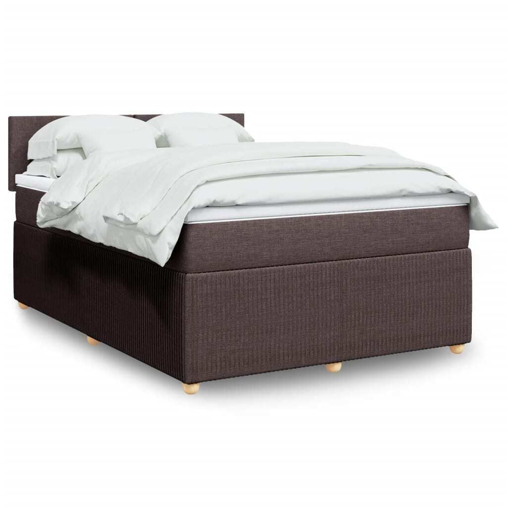 "2024"Modernen Boxspringbett mit Matratze Dunkelbraun 140x190 cm Stoff Design Klassische Jugendbett 4580415