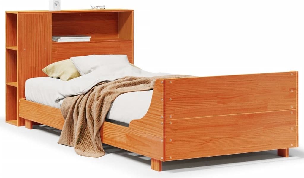 Massivholzbett ohne Matratze Wachsbraun 100x200 Kiefernholz