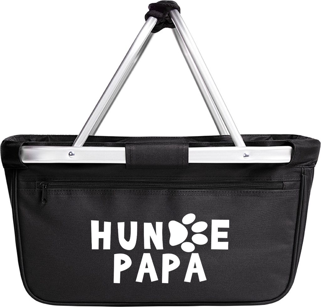 Huuraa Einkaufskorb Hundepapa Tapse 20 Liter Black faltbarer Tragekorb Geschenkidee