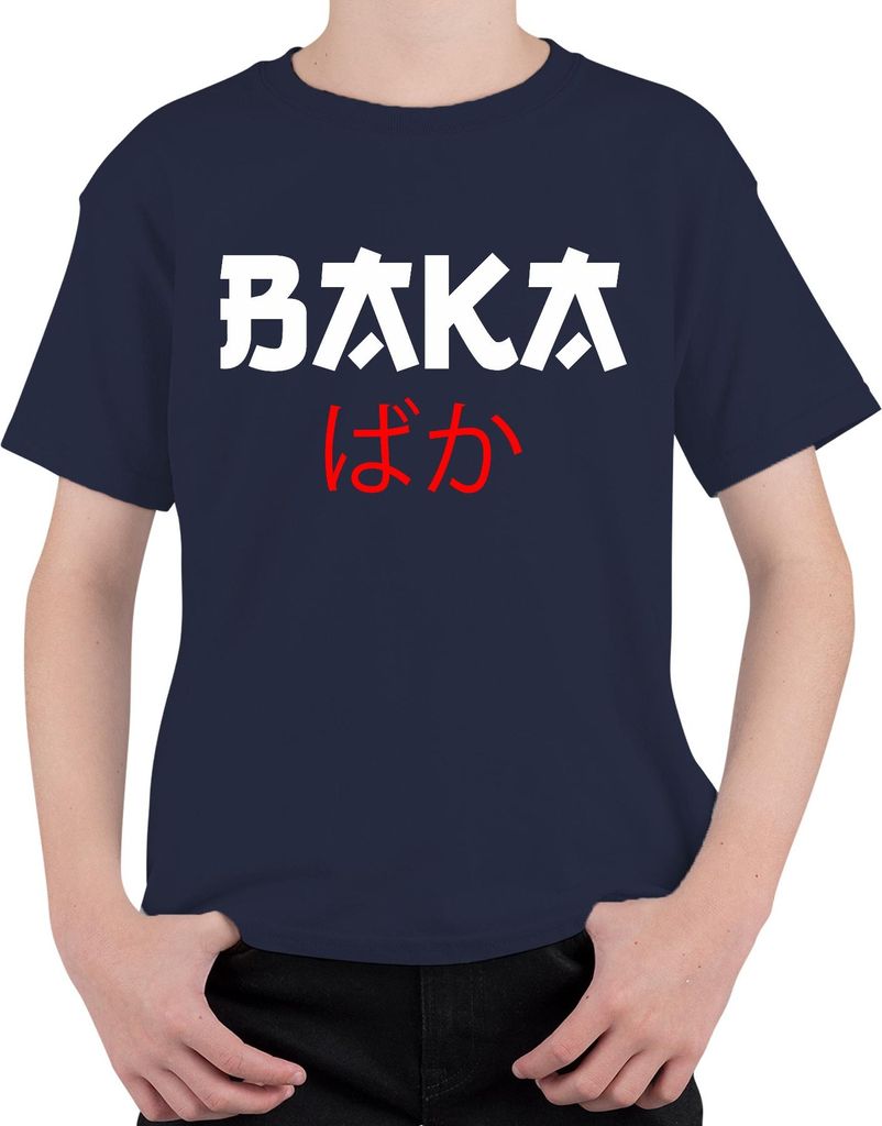 バカ ばか Anime Otaku Japanisch Manga Cosplay Kawaii Humor Geschenk Uni Kinder T-Shirt, Navy, 116