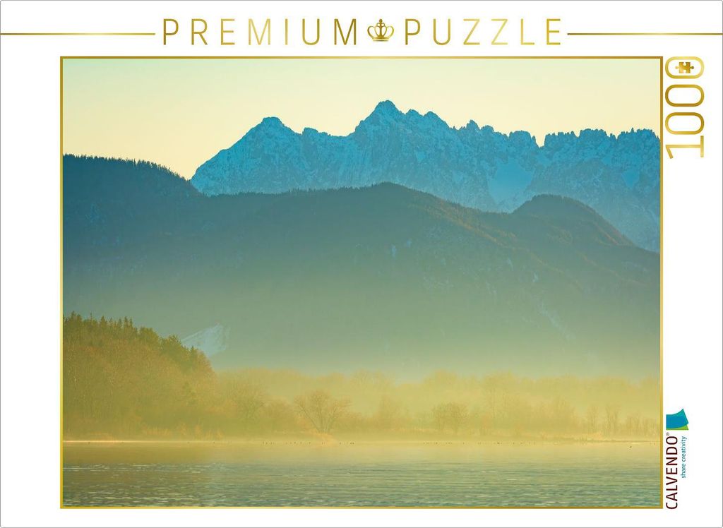 CALVENDO Puzzle Winterabend am Chiemsee | 1000 Teile Lege-Größe 64x48cm Foto-Puzzle für glückliche Stunden