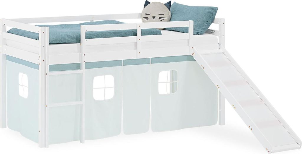 Lit superposé 90x200 cm avec Toboggan Lit mezzanine en Bois Image du produit 