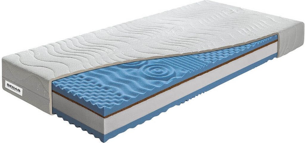 Schaummatratze Benab Zero Hard Matratze 120 x 200 cm H3 / H5 hart 19 cm hohe Schaummatratzen, Silber, Kokosnuss, PUR, 7 Zonen, Knoben, Partnermatratze