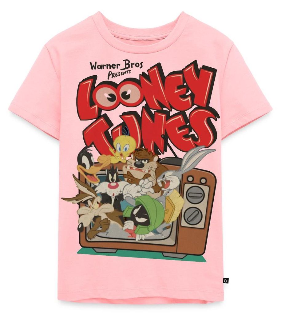 Spreadshirt Looney Tunes Bug Bunny Alle Im TV Retro Classic Kinder Premium T-Shirt, 134/140 (8 Jahre), Rosa