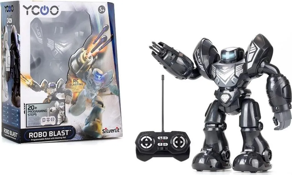 Robo Blast Noir : Robot de Combat à Poing Propulsé et Design Futuriste
