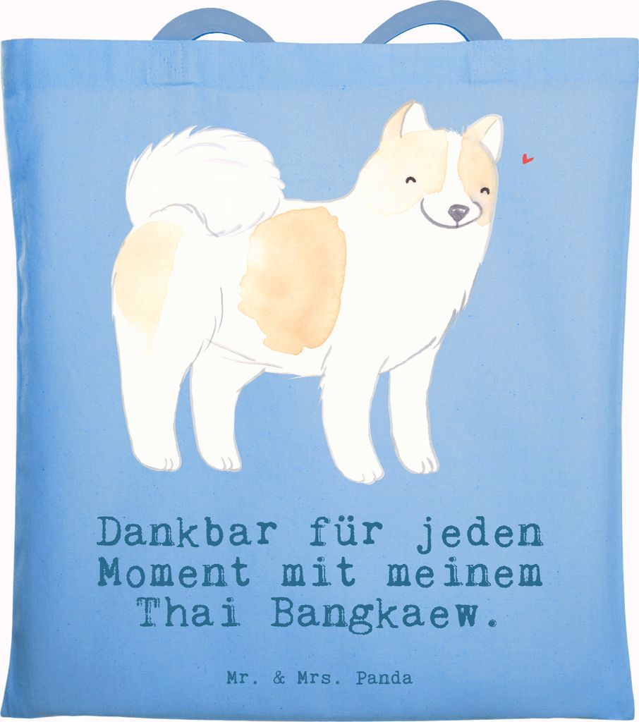Mr. & Mrs. Panda Tote Bag Thai Bangkaew Moment - Sky Blue - Geschenk, Einkaufstasche, Schultasche, Dog, Unitasche, Tasche, Laptoptasche