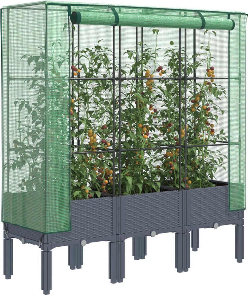 Maison Exclusive - Hochbeet mit Gewächshaus-Aufsatz Rattan-Optik 120x40x140 cm