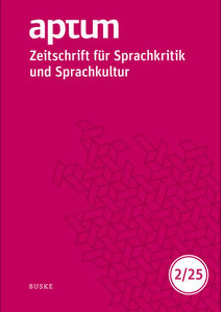 Revue Aptum 2025 Fascicule 2 Journal de Linguistique et Culture de Langue