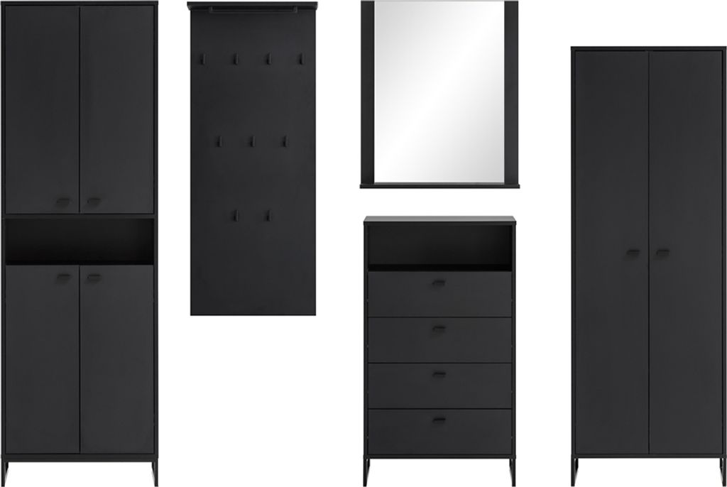 Flur komplett Set JULBACH-80 in Schwarzmatt, B/H/T: ca. 275,6/185,5/33,05 cm