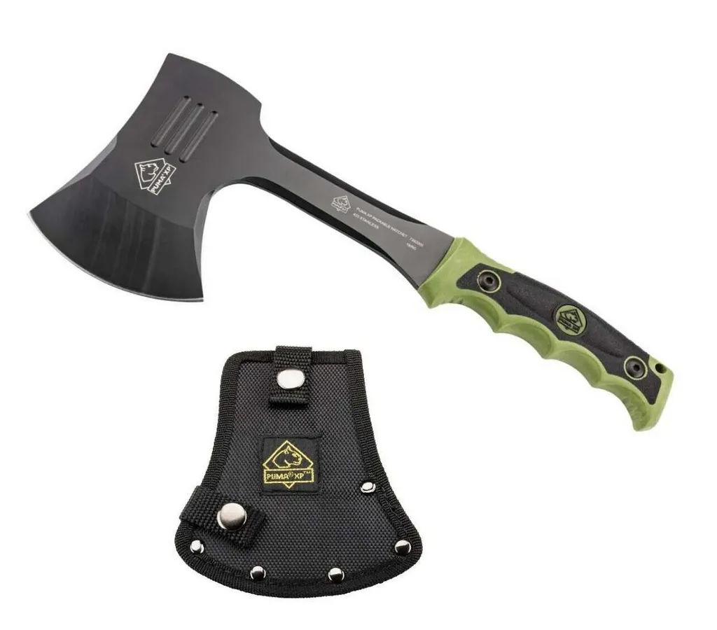 Hachette de randonnée PUMA XP verte - Outil de coupe compact pour bivouac