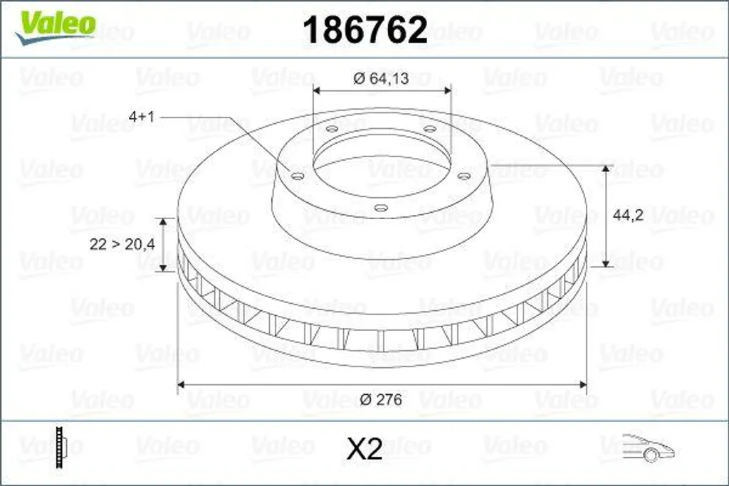 Valeo 186762 Disque de frein OE 34111502891 haute performance Mini