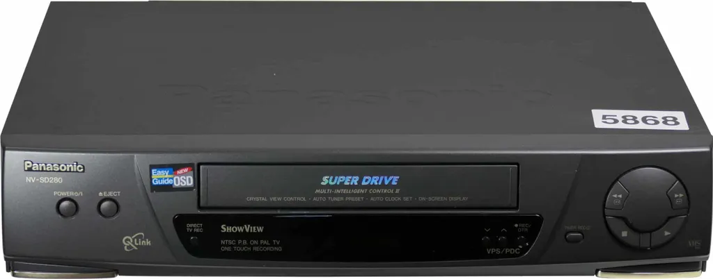 Panasonic NV-SD280 Magnétoscope VHS avec Technologie Super Drive Design