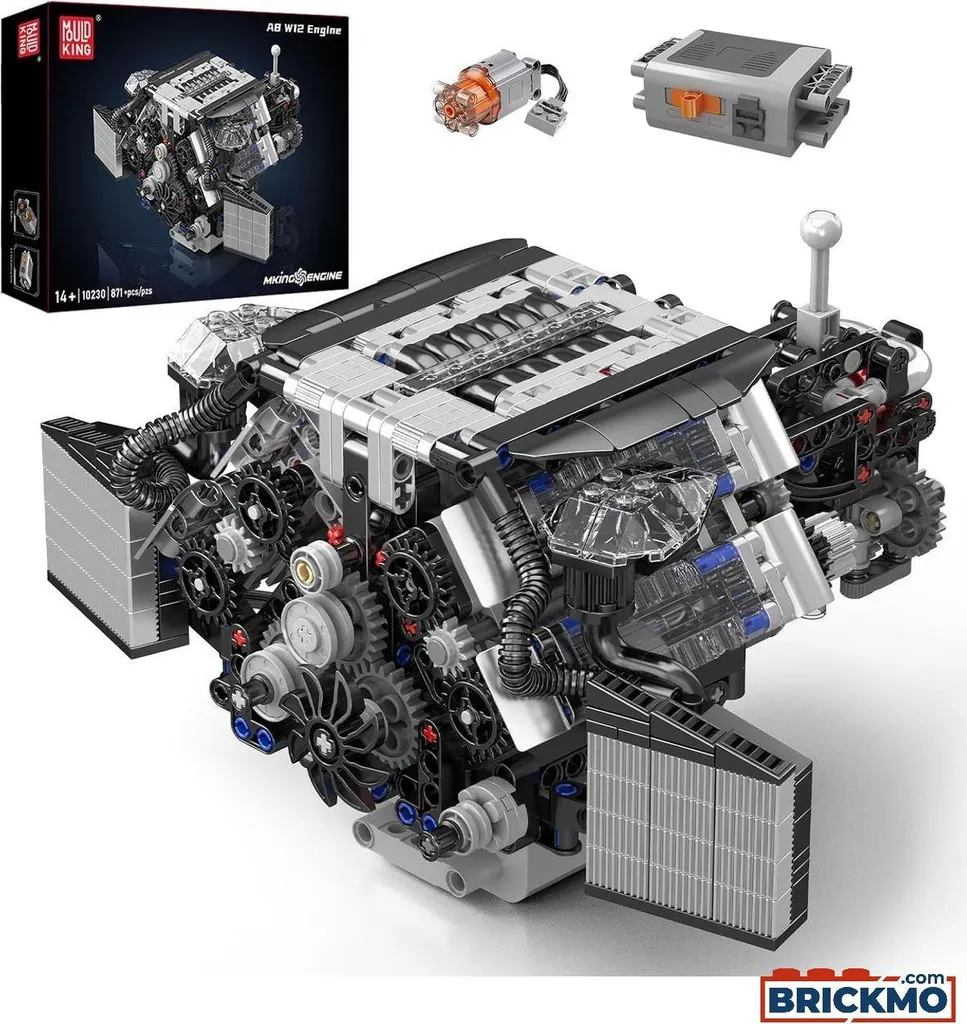 Moteur Mould King 10230 W12 Twin Turbo avec Pistons Mobiles et Mécanisme