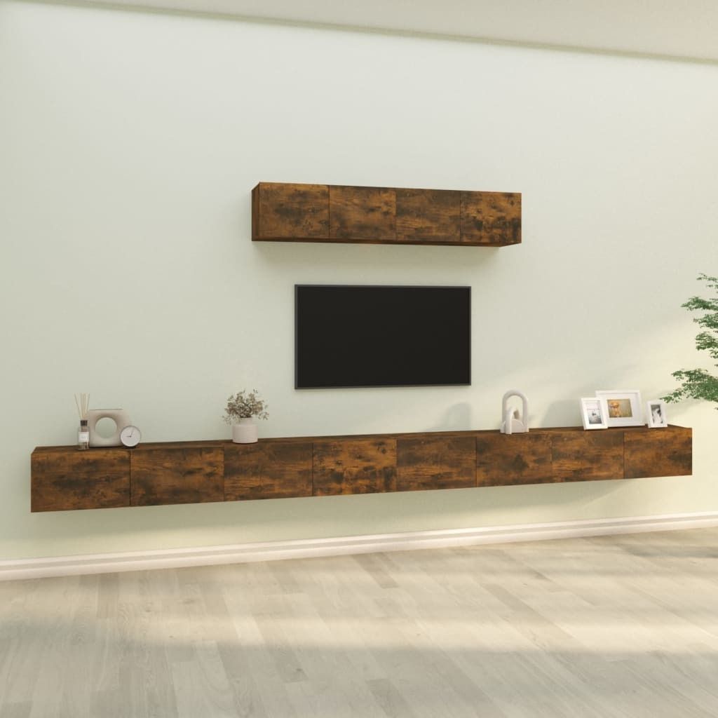 "2026 Promotion" 6-tlg. TV-Schrank-Set - TV-Möbel - Räuchereiche Holzwerkstoff - TV-Regal CC4961
