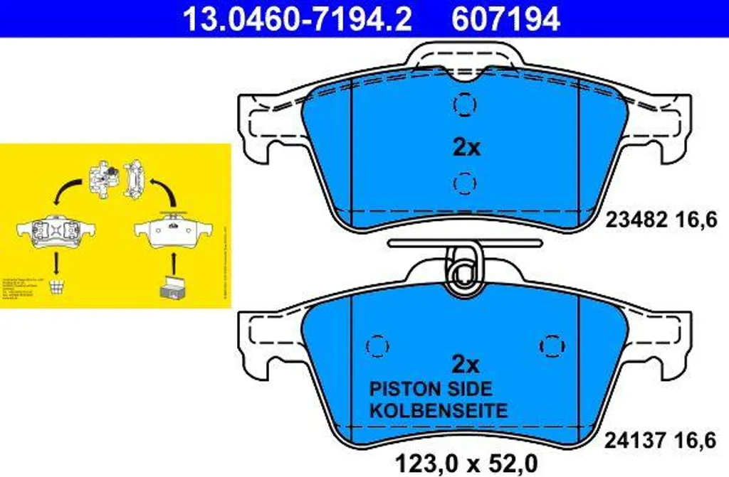 Plaquettes de frein anti-bruit ATE 13.0460-7194.2 pour stopper les sifflets