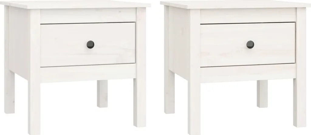 Tables d'appoint Blanches en Pin Massif 50x50 cm - Design Durable - 11