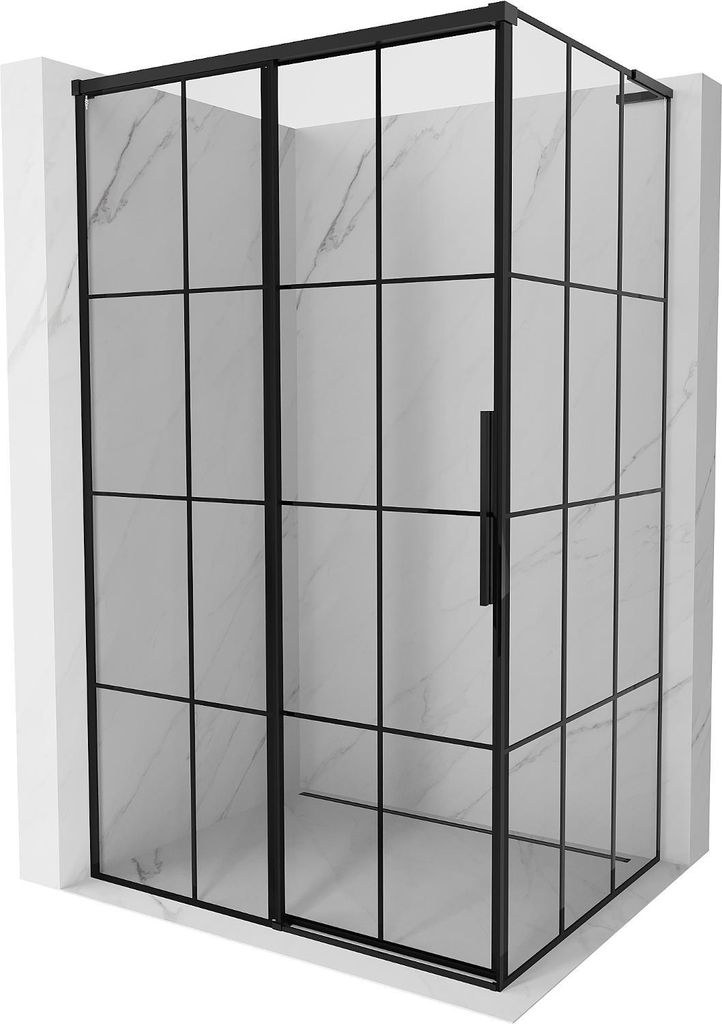 Mexen Rox L Schiebetür-Duschkabine links 100 x 85 cm, schwarzes Gitter, schwarz - 8C2L-100-085-70-77-L