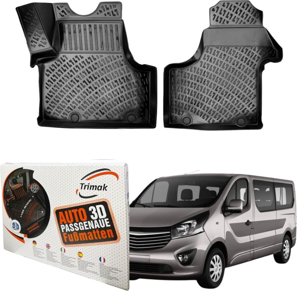 Trimak Autofußmatten kompatibel mit Opel Vivaro B 2014–2019 Auto Allwetter Gummimatten