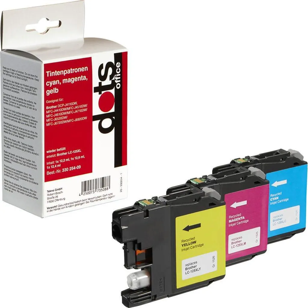 Cartouche d'encre couleur compatible Brother LC125XLRBWBP pour bureau