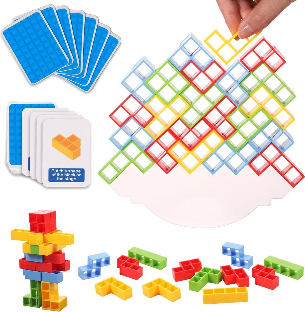 Geschicklichkeitsspiel Tetra Tower 48 Balance-Blöcke für Kinder und Erwachsene
